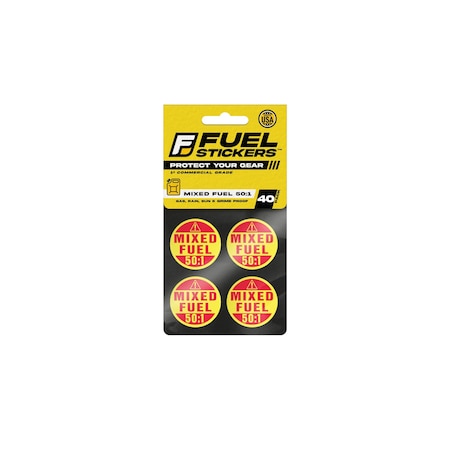 Fuel Stickers Mixed Fuel Sticker 50-1, 2-Cycle Label: Fuel Can & Outdoor Power Equip., Hvy-Dty, 1'' Dia, 40PK Z-1RMF50-40PK